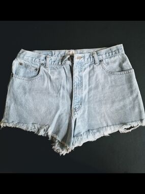 Vintage London Jean Moda Pale Blue Distressed Denim Shorts